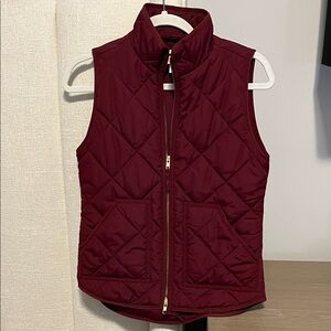 J. Crew Deep Red Quilted Vest